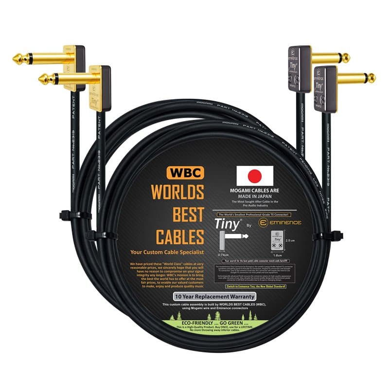 2 unités – 75 cm – Pédale, effets, patch, câble d'instrument fabriqué sur mesure par Worlds Best Cables – Fabriqué à partir de f