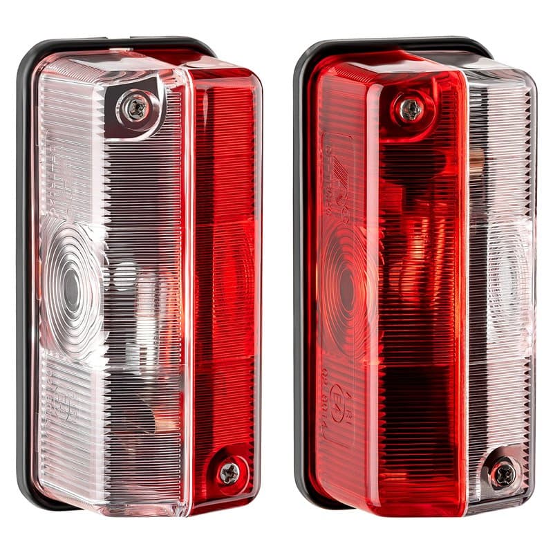 AUTOLIGHT 24 - Lot de 2 feux de position latéraux et d’encombrement rouge/blanc - Feu de marquage latéral avec ampoules pour cam