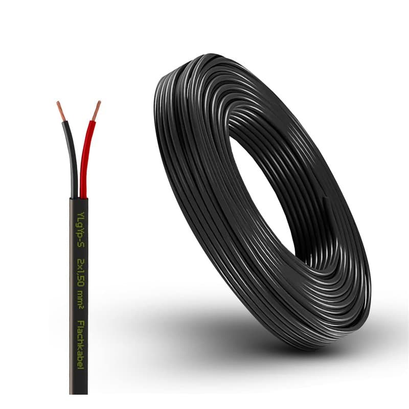 Câble de véhicule - Câble Automobile de Remorque Rond ou Plat - Rouge/noir - 2 x 0,75, 1,0, 1,5 mm² - 2 fils - 6-24 V - Câble Pl