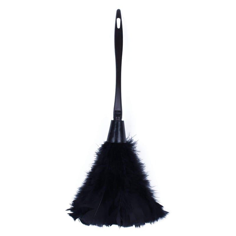 Geieold 1 Pc Plumeau De Dinde À La Mode avec Poignée en Plastique Noir Outil De Nettoyage (Noir) 35Cm