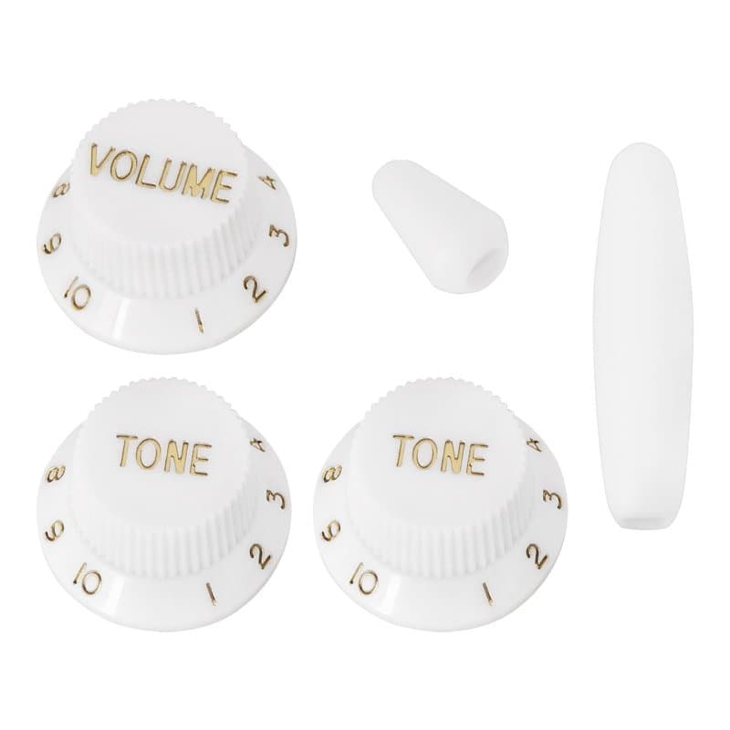 eMagTech Ensemble de Boutons Blancs avec Kit d'embouts de Commutateur 2 Tons 1 Volume Compatible avec Fender Compatible avec Les