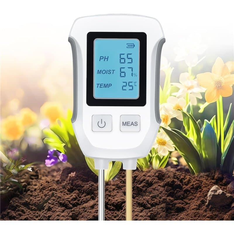Tolesum Testeur de Sol 3 en 1, Testeur de Température et de PH pour Plantes, Capteur Hygromètre, avec Affichage LCD Rétroéclairé