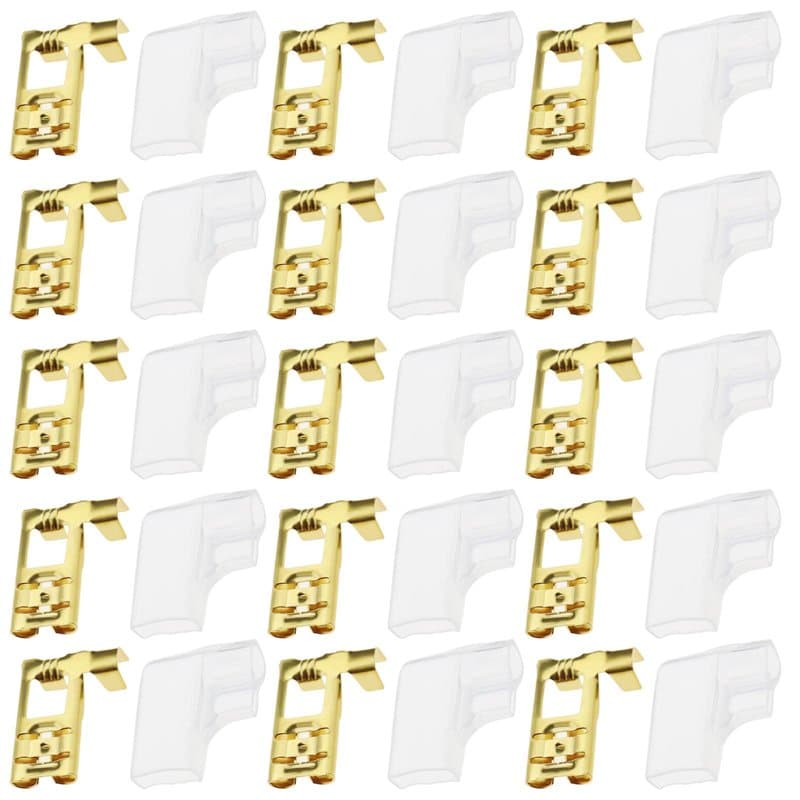 eMagTech Lot de 50pcs Cosses à Sertir 6,3mm Coudées à 90° avec 50pcs Manchons Isolants pour Équipement Interrupteur Quad Vélo Sc
