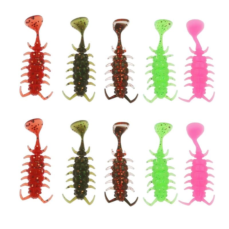 Briny River Lot de 50 Leurres de Pêche en Plastique Souples en Forme de Ver pour Poissons d'eau Douce Et d'eau de Mer 3,5 Cm