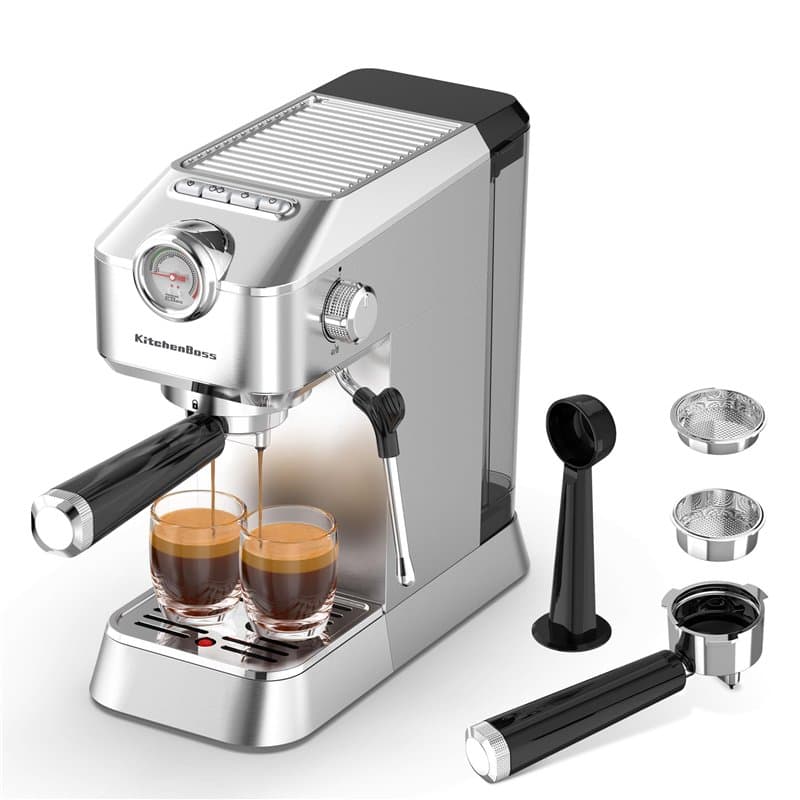 KitchenBoss Machines à Expresso Professionnelle:Machine à Café 15 bars pour la Maison, Machine à Cappuccino avec Buse Vapeur, Se