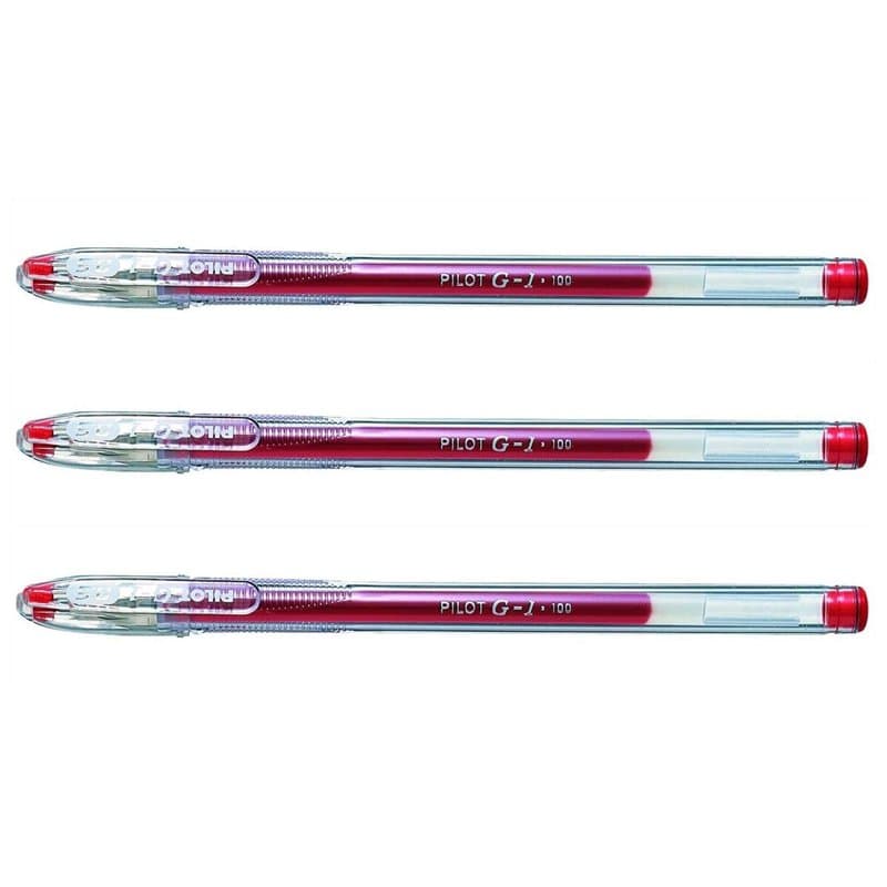 PILOT Lot de 3 Stylos gel G-1 point fine 0,5mm tracé 0,3mm rouge