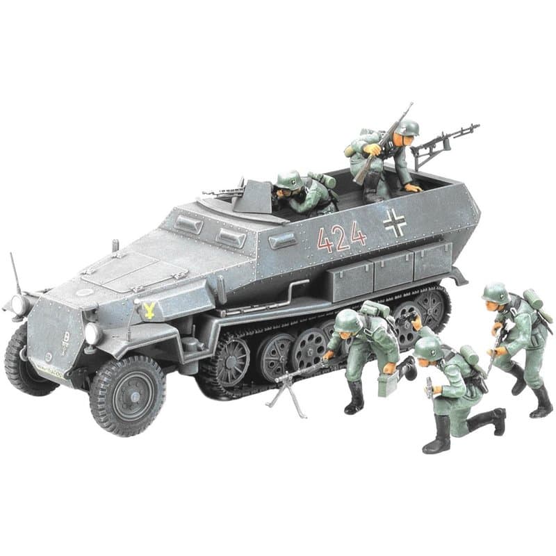 TAMIYA-1/35 German Hanomag SDKFZ 251/1 Plastic Voitures KIT MODÈLE, TAM35020, Vert Militaire, Gris, Small