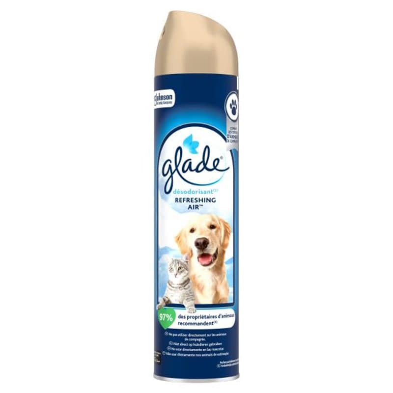 Glade Aérosol Refreshing Air - Combat Les Odeurs d'Animaux De Compagnie - Infusé Aux Huiles Essentielles - 1 Aérosol - 300ml