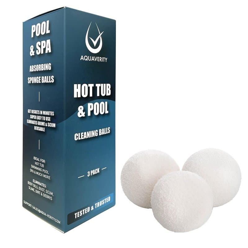 AQUAVERITY Balles de Nettoyage pour Spa – Absorbeurs d'écume flottants efficaces pour Spa et piscines – Facile à Utiliser, réuti