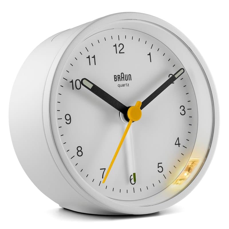 Braun Réveil analogique Classique avec Fonction Snooze et lumière, Mouvement à Quartz Silencieux, bip de l’Alarme en Crescendo,