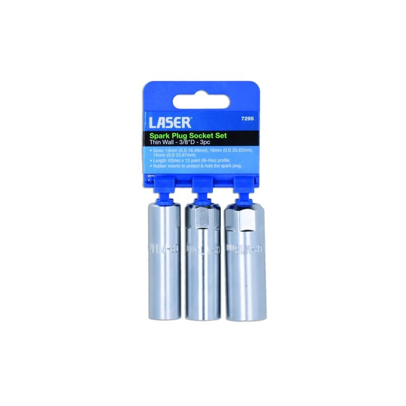 Laser 7295 Jeu de douilles de bougie d'allumage à paroi mince 3/8 « D 3pc