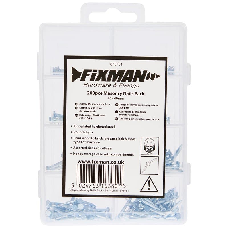 Fixman 875781 Coffret de Clous de maçonnerie 200 pièces