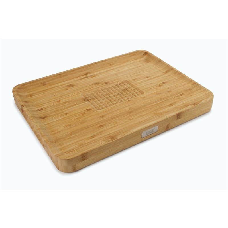Joseph Joseph - Planche à Découper Bambou Naturel, Bois, avec Grip Central et Bord Relevé pour récupérer le jus - Marron-Beige