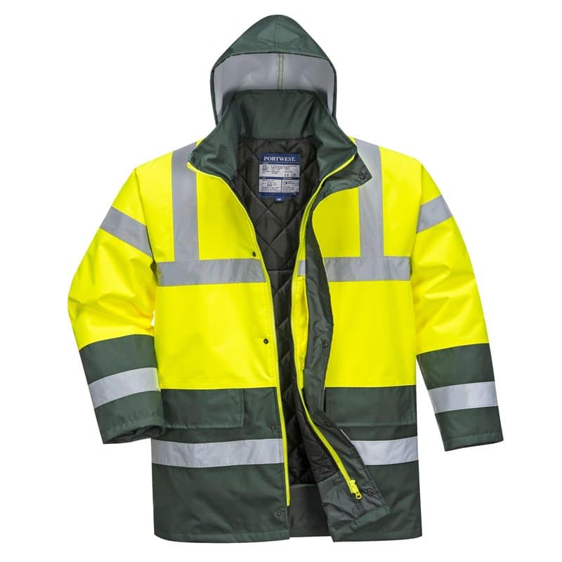 Portwest Parka Bicolore Traffic, Couleur: Jaune/Vert, Taille: M, S466YGRM