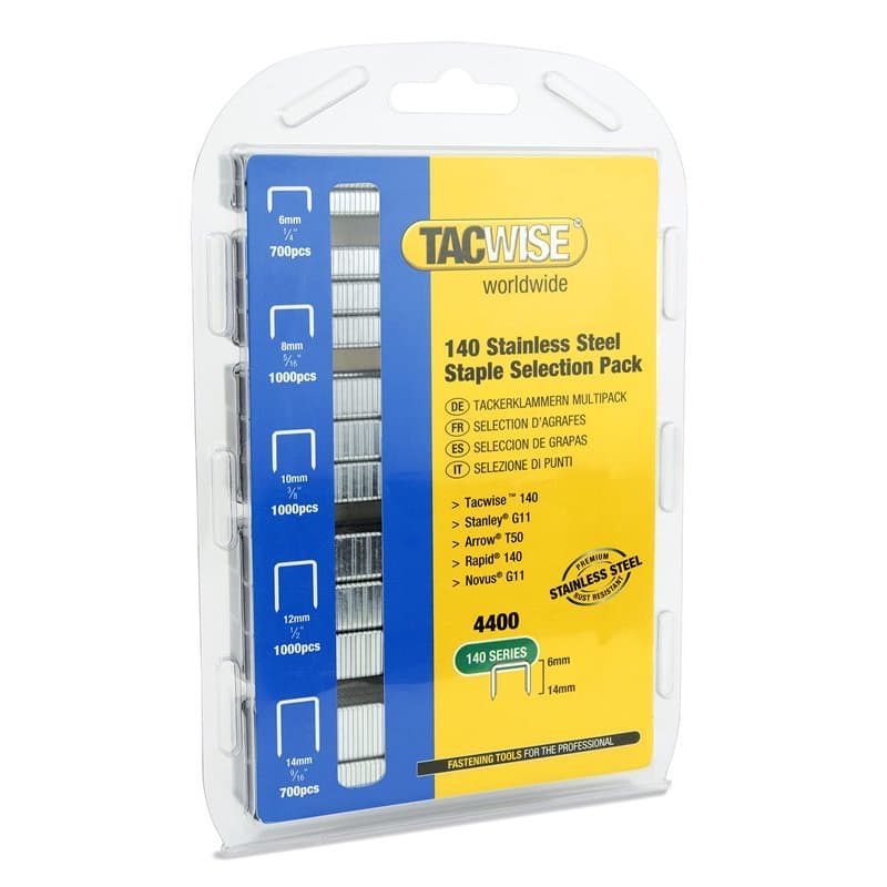 TACWISE 1341 Assortiment d’Agrafes de Type 140/6-14 mm en Acier Inoxydable, Lot de 4400