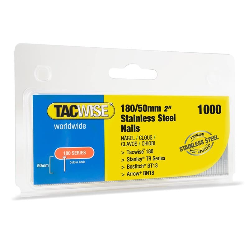 Tacwise 1512 Clous Brad 18G en Acier Inoxydable de Type 180/50 mm, Boîte de 1.000