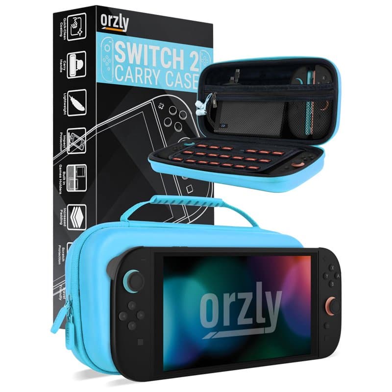 Étui de transport pour console Nintendo Switch 2 (2025) Joy BLUE avec protection d'écran 7,9 pouces, coque rigide avec rangement