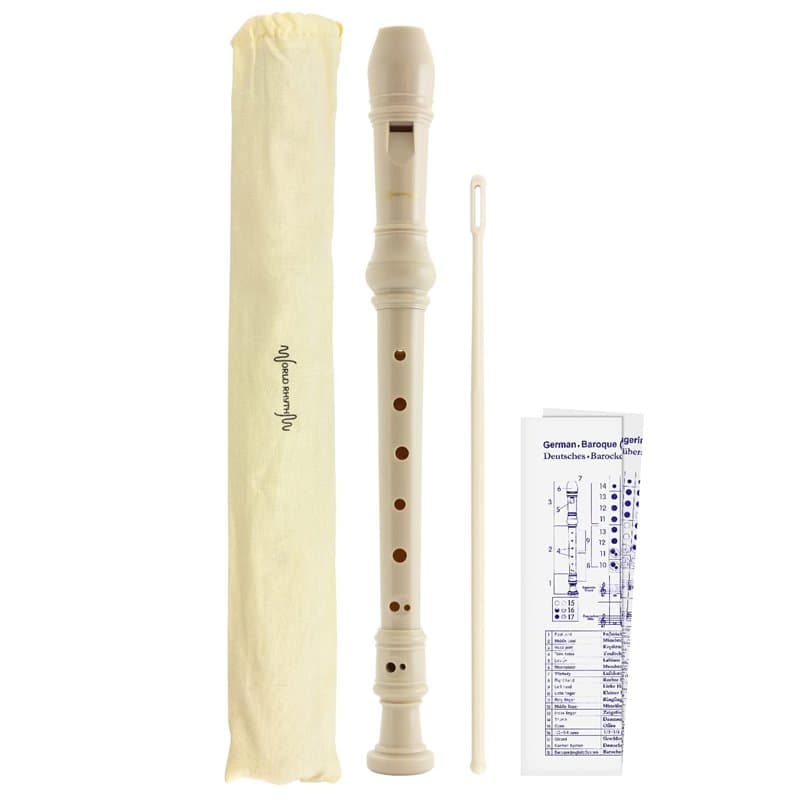 World Rhythm WR-807 Flûte à bec scolaire, flûte à bec 3 pièces, comprenant une baguette de nettoyage, un tableau des doigtés et