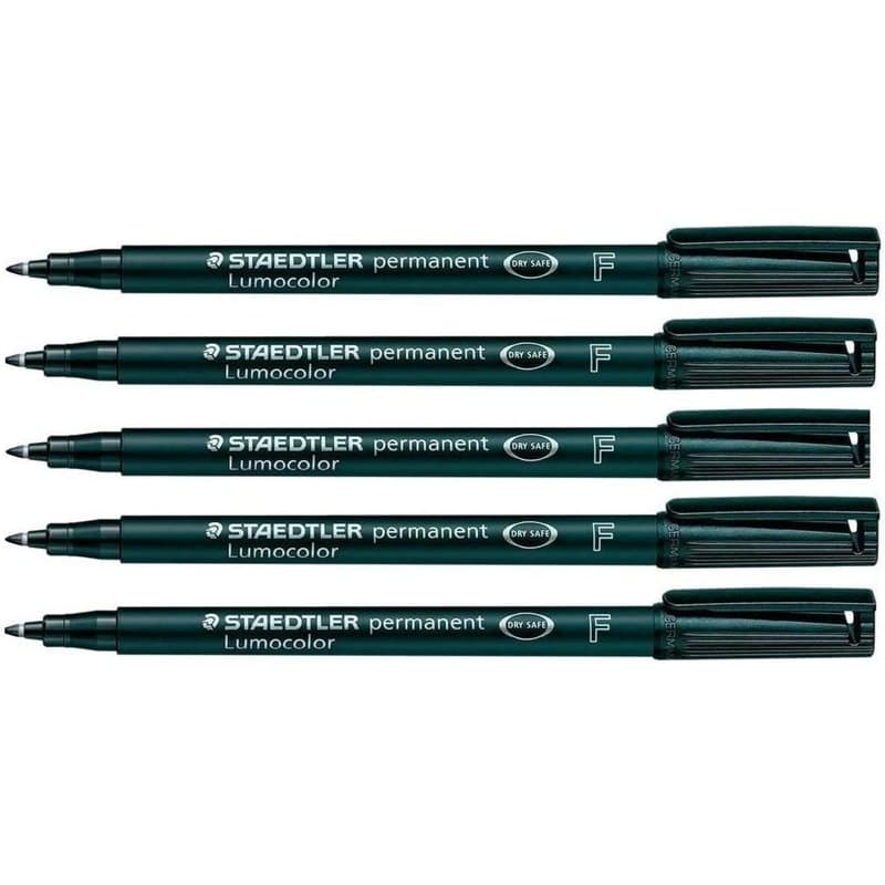 Staedtler Lumocolor Lot de 5 marqueurs permanents fins – Imperméables et résistants aux taches – Séchage rapide – Noir