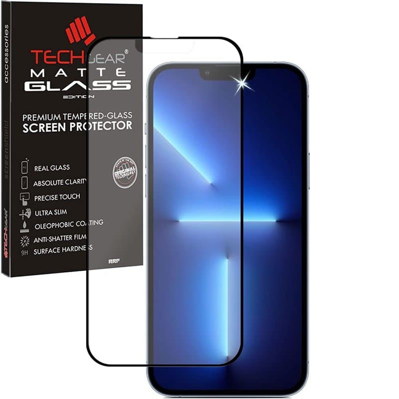 TECHGEAR Protection Ecran Mat Compatible avec iPhone 16e, iPhone 14, iPhone 13, iPhone 13 Pro - Matte Verre Trempé, Protecteur 3