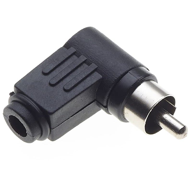 Lot de 10 fiches Phono coudées avec Broches nickelées et boîtier en Plastique Noir – Connecteur mâle à Angle Droit de 90 degrés,