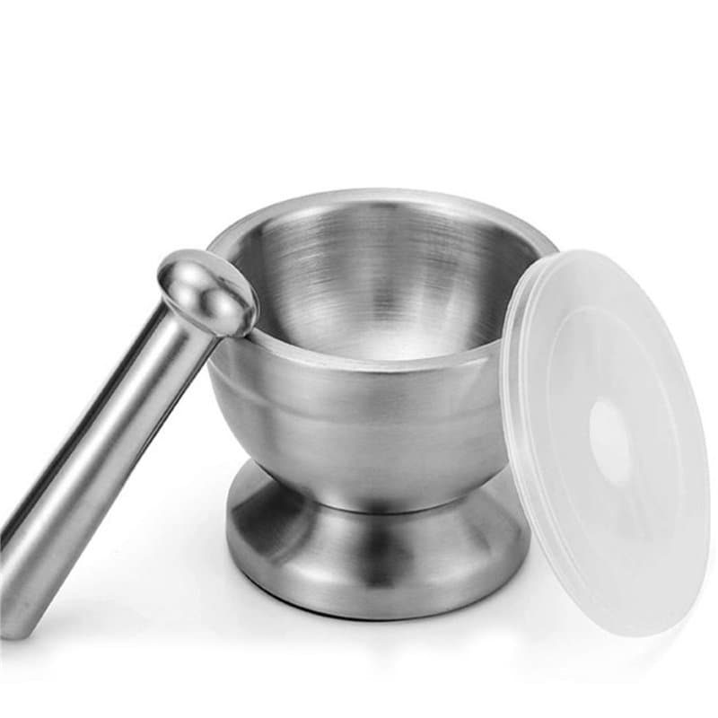Litinliv Ensemble de mortier et pilon, Mortier en acier inoxydable de qualité alimentaire 304 et set, Broyeur de Pilules avec Co