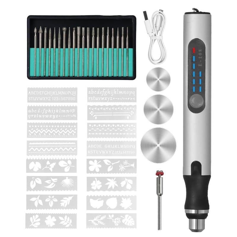 Focenat Stylo Graveur Électrique Sans Fil, 40PCS Kit Outils de Gravure, USB Rechargeable Stylo Graveur, Mini Graveur Lazer, Grav