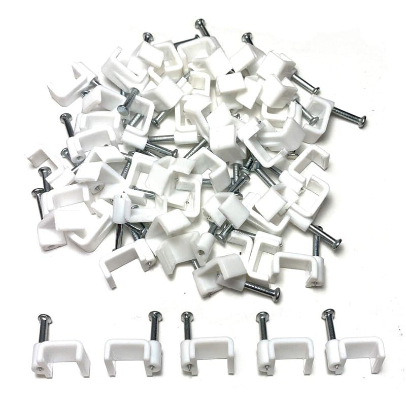 Attaches en plastique blanc pour câble électrique avec câble, clips, câble, téléphone, télévision par Internet 50 pièces 14 mm