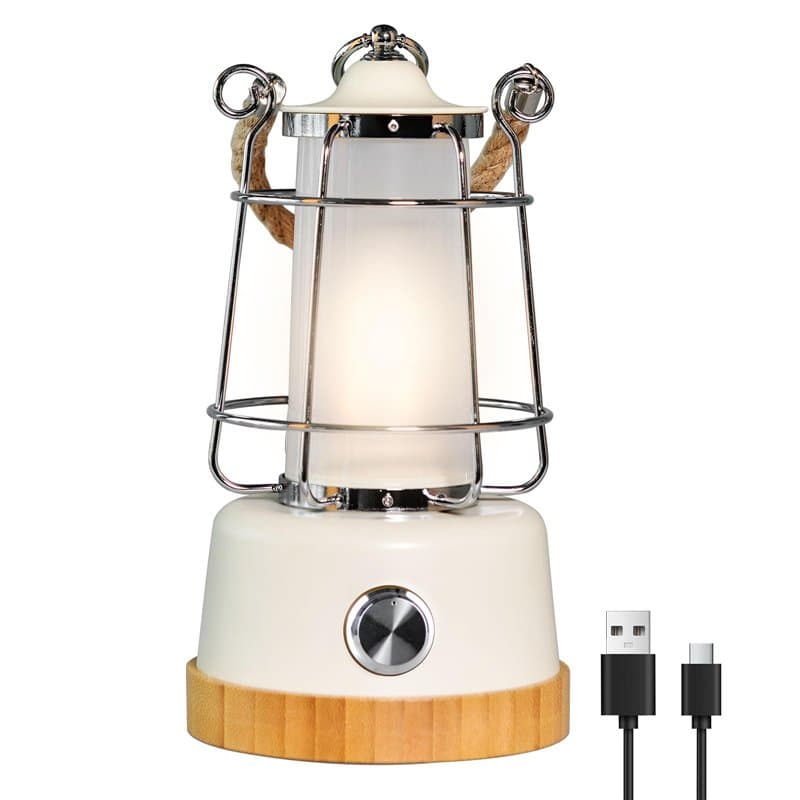 HARPER LIVING Lanterne LED rechargeable de style rétro, 6 W, 370 lumens, 5 000 mAh, à intensité variable, à changement de couleu