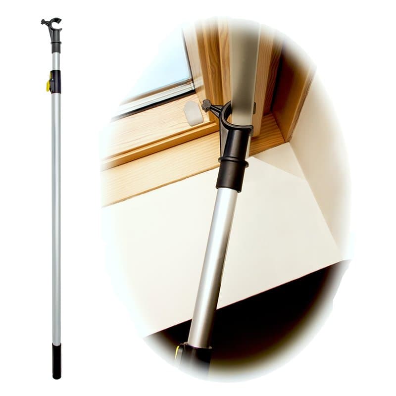 WinHux® Canne télescopique conçu pour contrôler Les lucarnes VELUX®, Les fenêtres de Toit et Stores de 1,2-2,0m ARGENTÉ