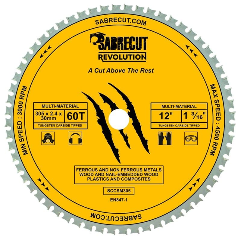 1 lame de scie circulaire SabreCut SCCSM305_60 305 mm 60T x 30 mm 25,4 mm 20 mm Alésage 16 mm multi-matériaux métal bois plastiq