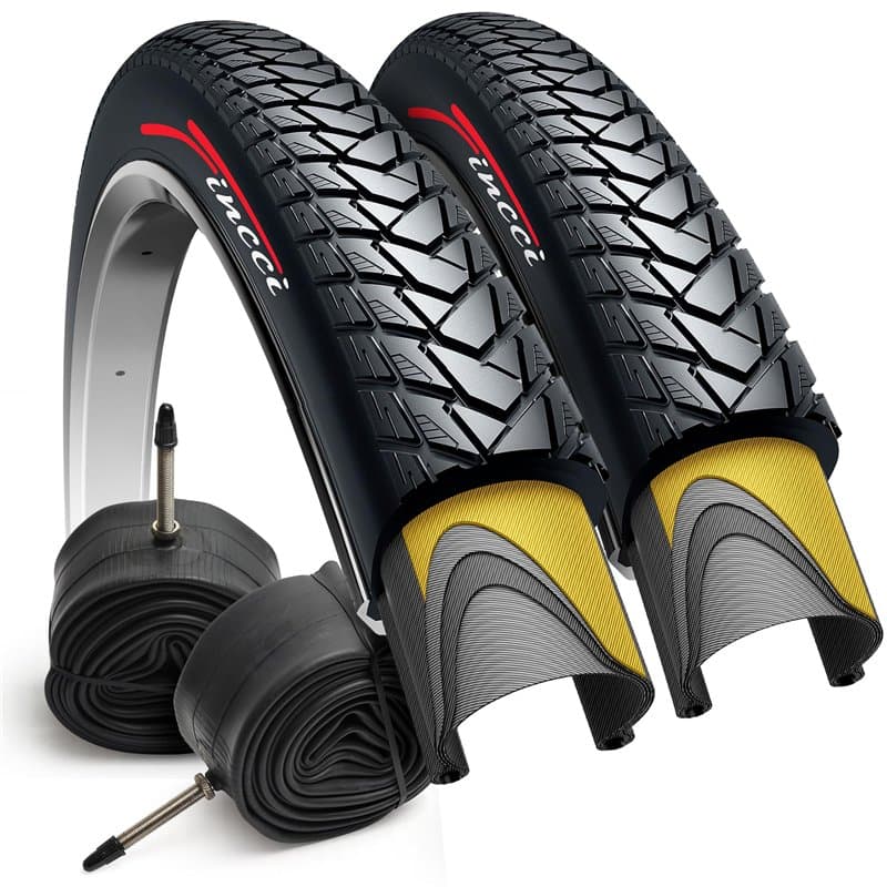 Fincci Paire de pneus pliables 700 x 35c 37-622 60 TPI avec protection en nylon et valve Presta Chambre à air 48 mm Cyclisme rou