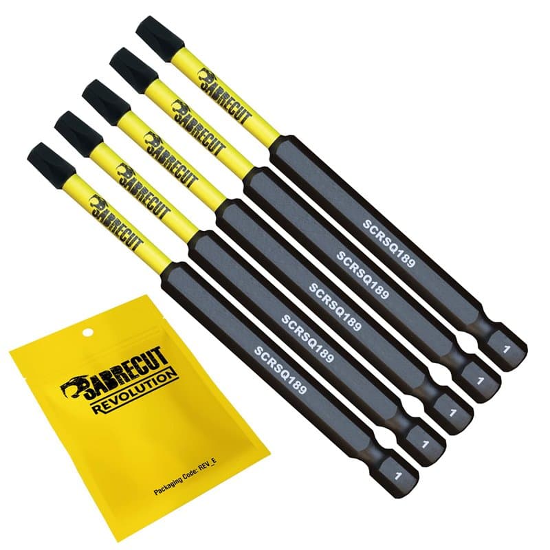 5 x SabreCut SCRSQ189_5 Jeu d'embouts de tournevis à percussion magnétique carré SQ1 89 mm à extrémité unique compatible avec De