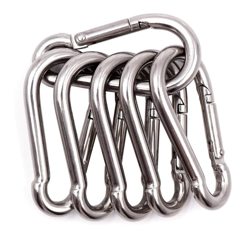 6 Pièces 304 Mousqueton,Mousqueton en Forme D, Acier Inoxydable Mousqueton à Verrouillage pour Sac à Dos, Camping, randonnée-Cha