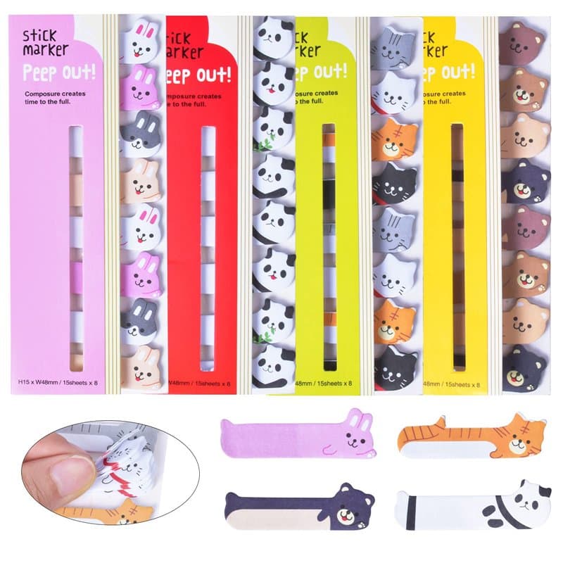 4Set Onglets d’Index, Index Tabs en Forme d’Animal, Notes Adhésives, Étiquette Marque Page, Marqueur de Page Onglets d’Index pou