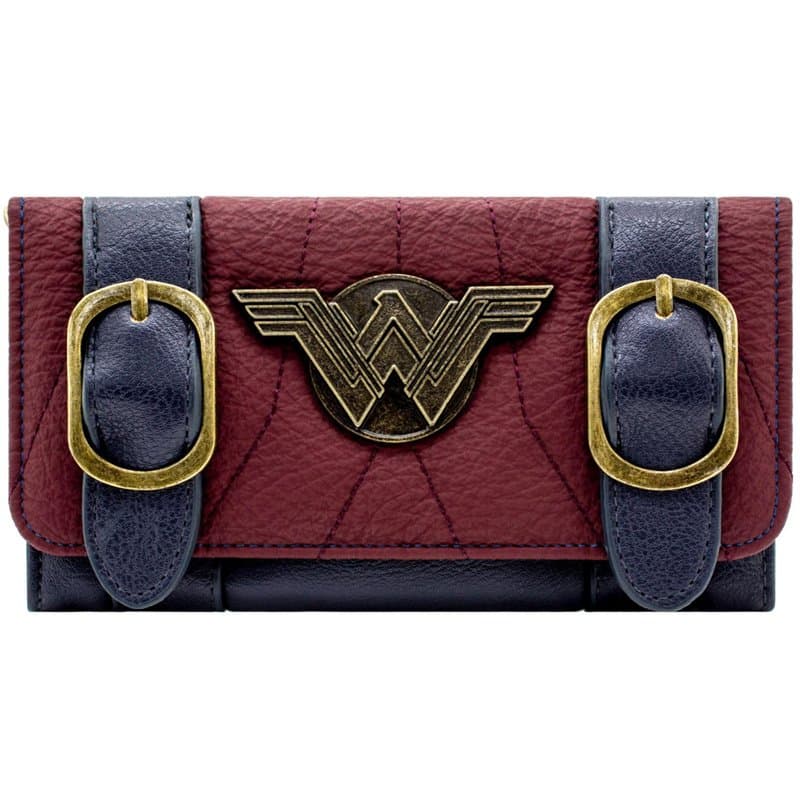 Wonder Woman Tenue de Guerrière Amazone Porte-Monnaie/Portefeuille Tri-Pli Poche à Monnaie, Porte-ID & Porte-Carte, Rouge