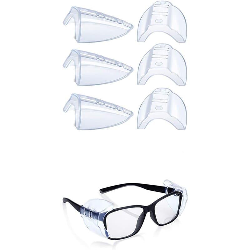 Protections Latérales pour Lunettes de Sécurité, 3 Paires de Protections Transparentes Flexibles à Enfiler de Lunettes de Sécuri