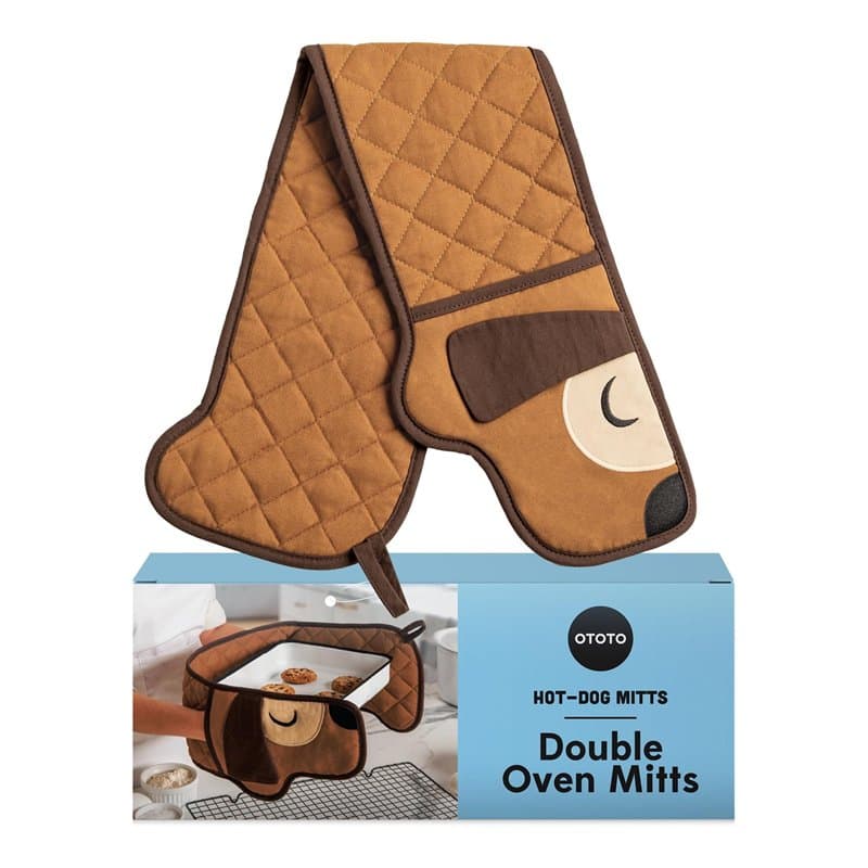 OTOTO Hot-Dog Gants de cuisine doubles mignons et amusants – Cadeaux pour les amateurs de chiens, cadeaux sur le thème du teckel