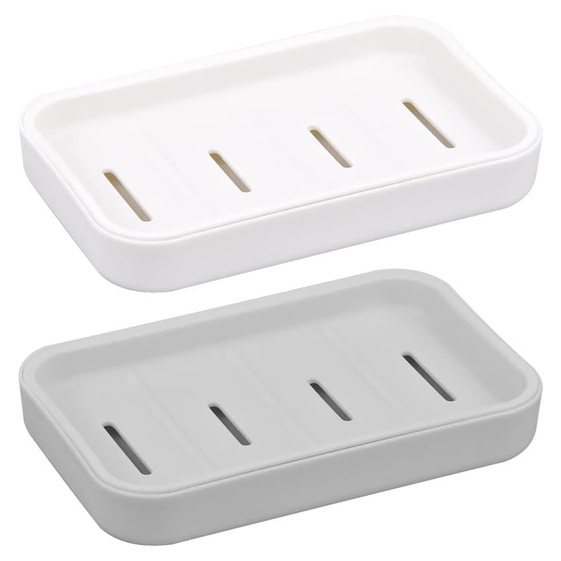 Hoxfly 2 Pièces Porte-Savon,Support de Savon avec Bac de Vidange Amovible,Porte Savon avec Drain,Porte Savon Douche Plastique,Bo
