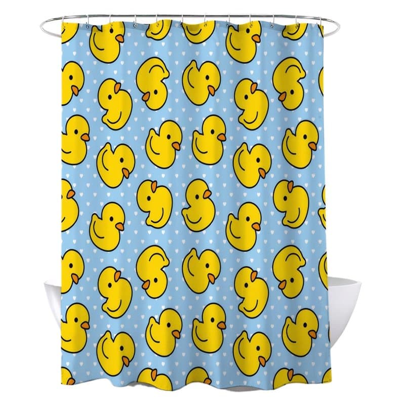 Volumoon Rideau de Douche Canard en Caoutchouc, Anti Moisissure et Imperméable, Motif Canard Jaune, pour Salle de Bains, 120 * 1