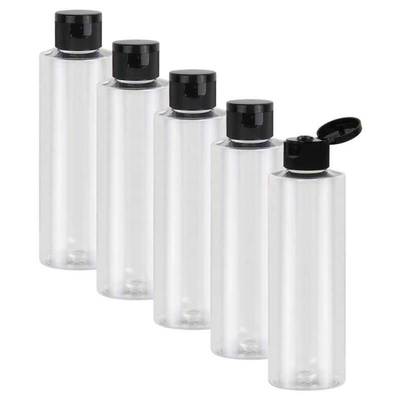 Chstarina 5 Pièces Flacon Vide Voyage 200ml, Bouteille de Voyage, Rechargeable, Transparente, Flacon avec Flip Cap Vide, Bouteil