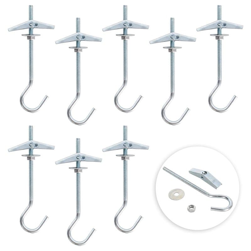 Wisebom 8 PCS Crochets De Plafond, Boulon Ailes Crochet, Crochet de Fixation au Plafond en Acier au Carbone, Crochet pour Plafon