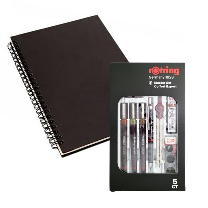 rOtring Isograph Technical Pen Master Set S0699420-3 Fineliners (0,10 mm, 0,30 mm, 0,50 mm), porte-mine (0,5 mm), boussole et ac