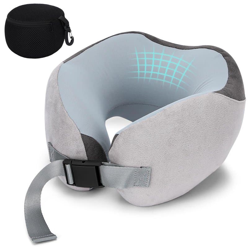 Euqvunn Oreiller de Voyage pour Avion, Coussin de Voyage en Mousse à Mémoire de Forme pour Adultes, Coussin Avion en Soie de Gla