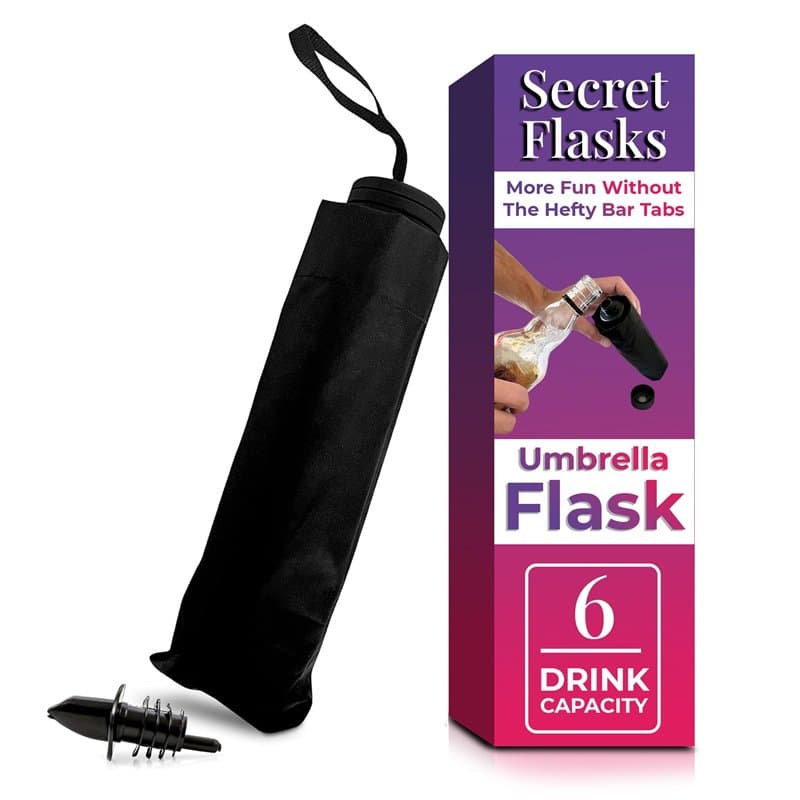 Secret Flasks – Bouteille parapluie – 0,25 l (capacité de 6 boissons) – Faites entrer votre alcool dans n'importe quel événement
