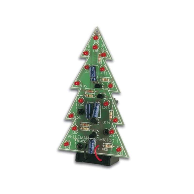 Whadda Kit de soudage, DIY, Sapin de Noël à LED, Ambiance chaleureuse de Noël, 16 lumières Clignotantes