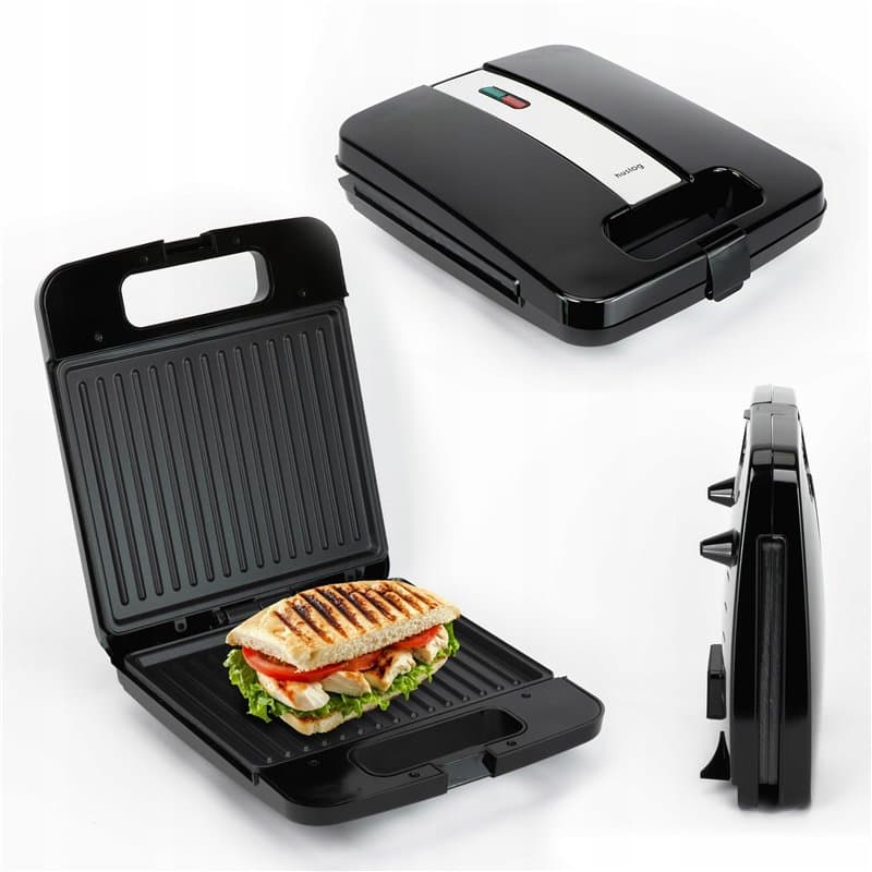 Huslog Toaster Panini Grill 1400W avec Plaques Antiadhésives, Poignée Cool Touch, Voyant Lumineux, Pieds Antidérapants, Compact