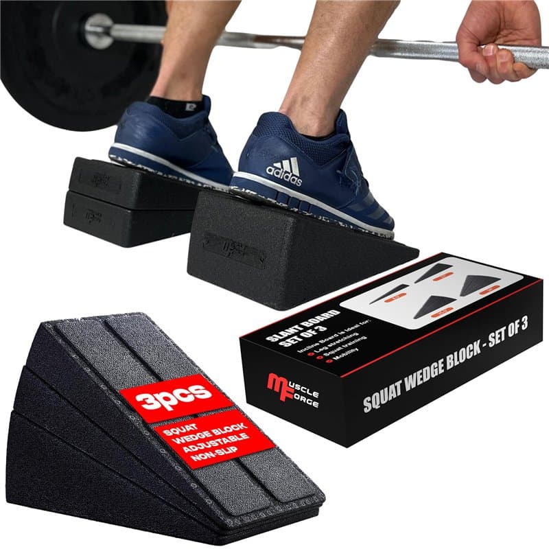 MuscleForge® Squat Wedge Block - Lot de 3 planches inclinées pour l'étirement des jambes, Slant Board pour la mobilité et l'entr