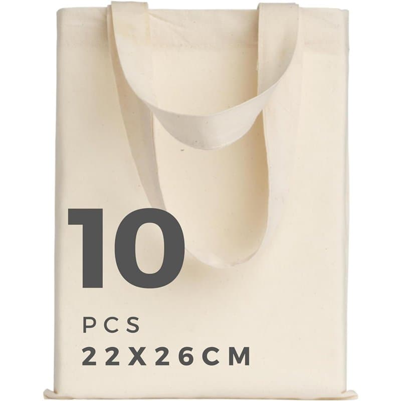 POLHIM Lot de 10 petits sacs en toile de jute 145 g/m² - Dimensions : 22 x 26 cm - Idéal pour peindre - Naturel, beige, 22x26 cm