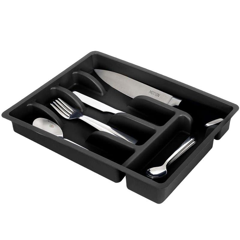 Vilde Range-couverts pour tiroir - Organiseur de cuisine avec 5 compartiments - Noir - 36 x 25,5 x 6 cm.